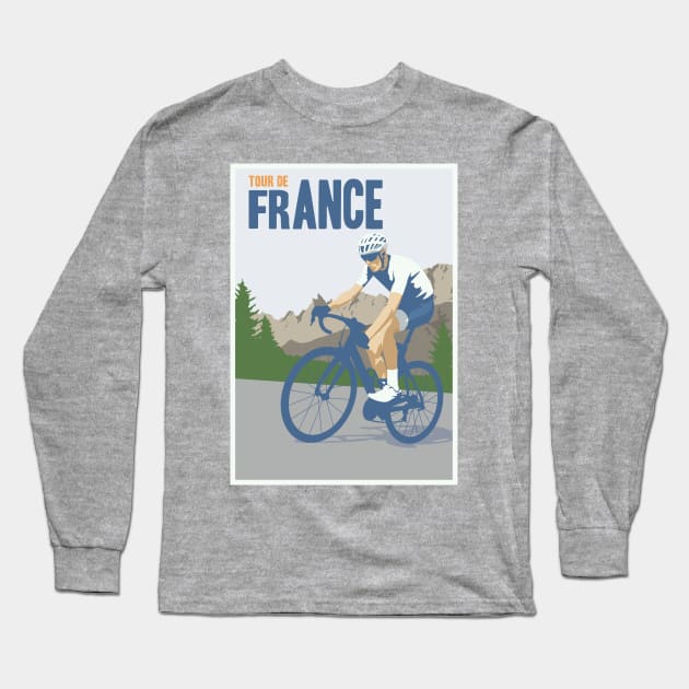 Tour de France Vintage Travel Poster Retro Design Gift Long Sleeve T-Shirt by Terrybogard97